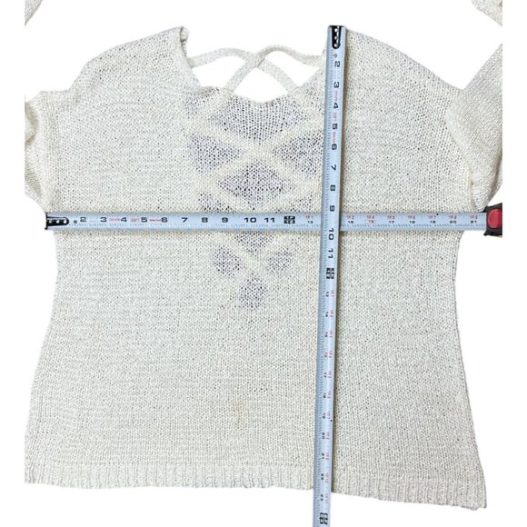 Forever 21 Size S Womens Ivory Crisscross Knit Sweater - Picture 4 of 5